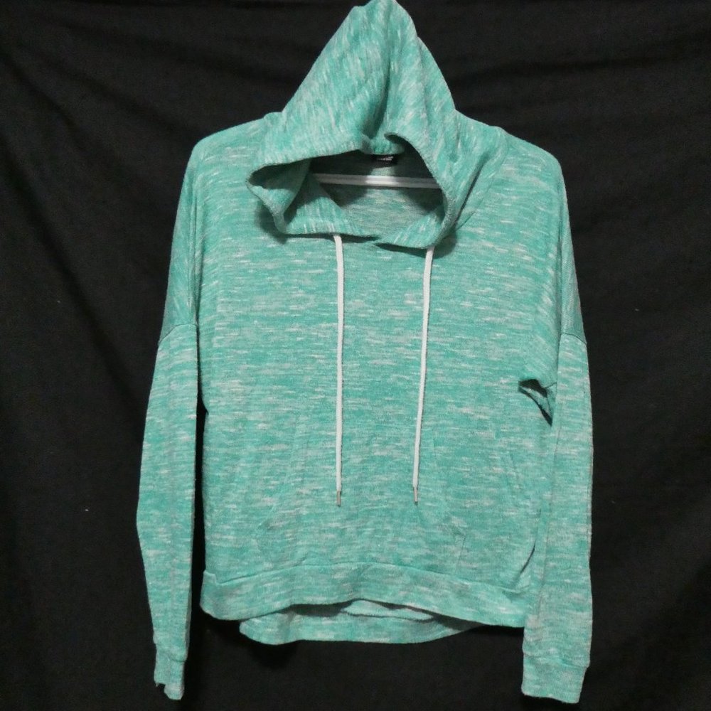 SWS, small, cropped knit hooded pullover sweater, kangaroo pockets, GUC